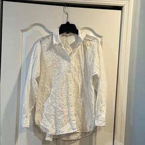 LOFT Cream Eyelet Blouse